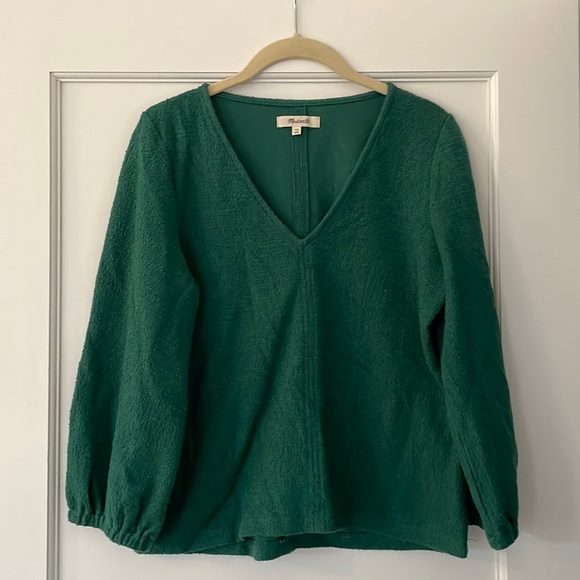 Madewell Green Balloon Sleeve Top - Picture 2 of 2